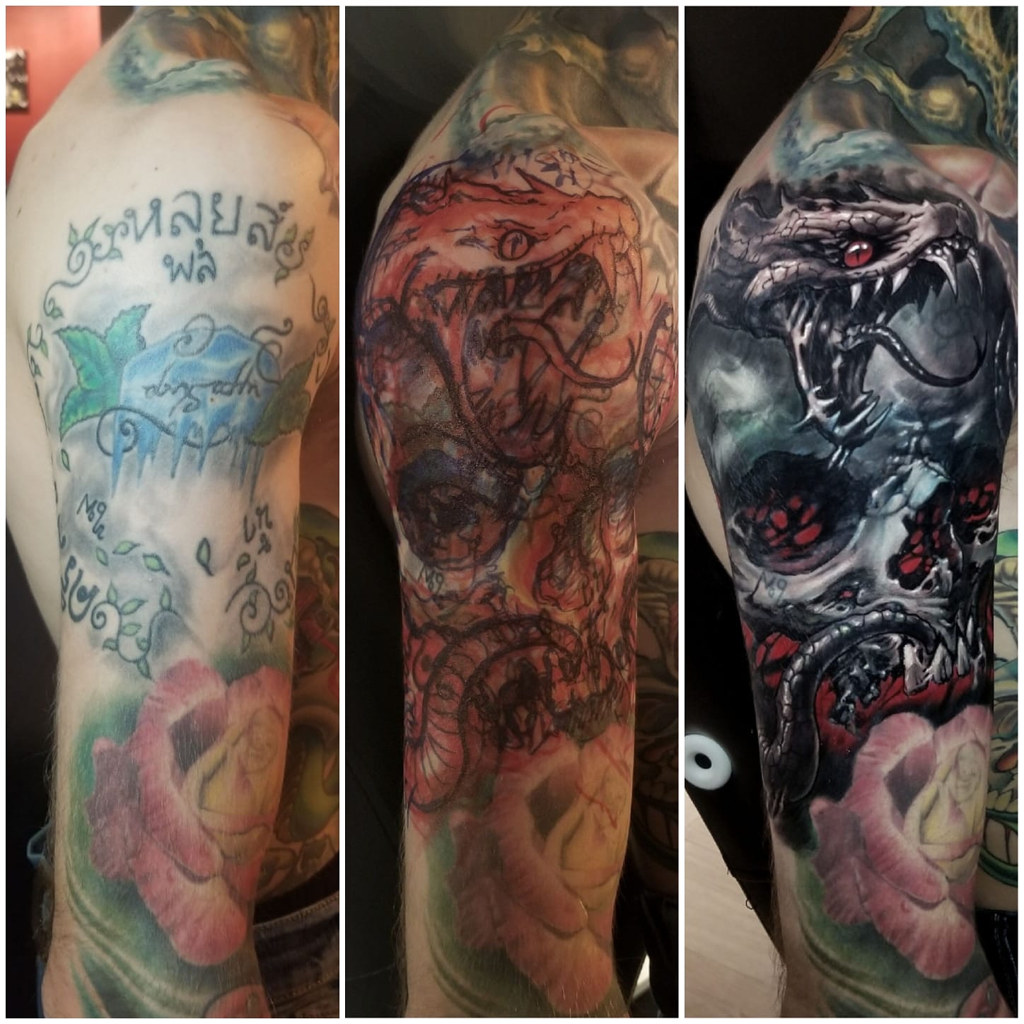 Skull with Snake Cover-Up (Use of Red)