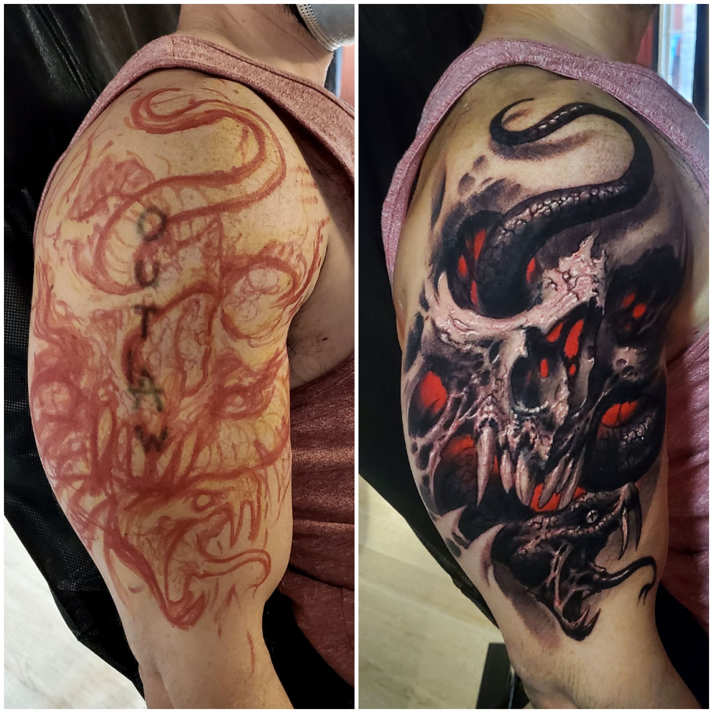 Skull with Tentacles Cover-Up (Use of Red)