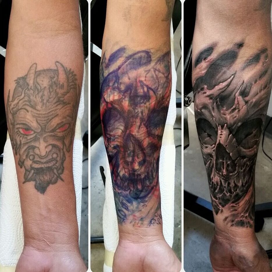 Horned Skull with Texture Cover-Up