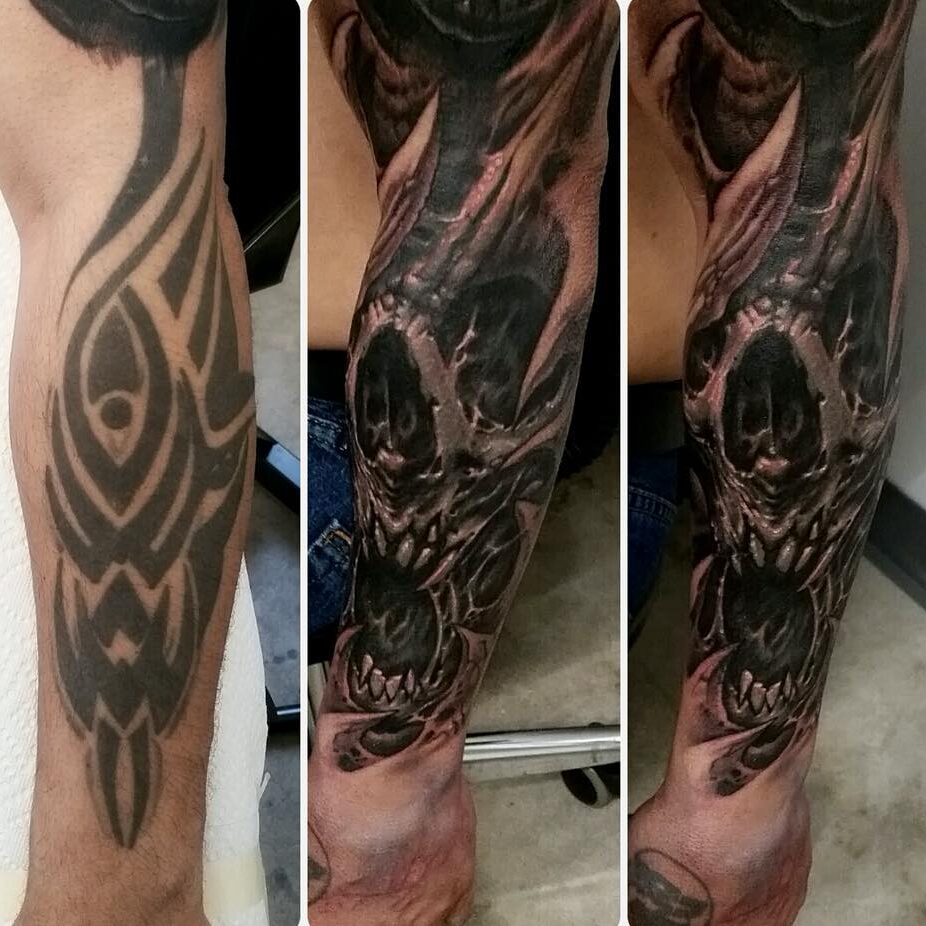 Stretched Horned Skull Cover-Up