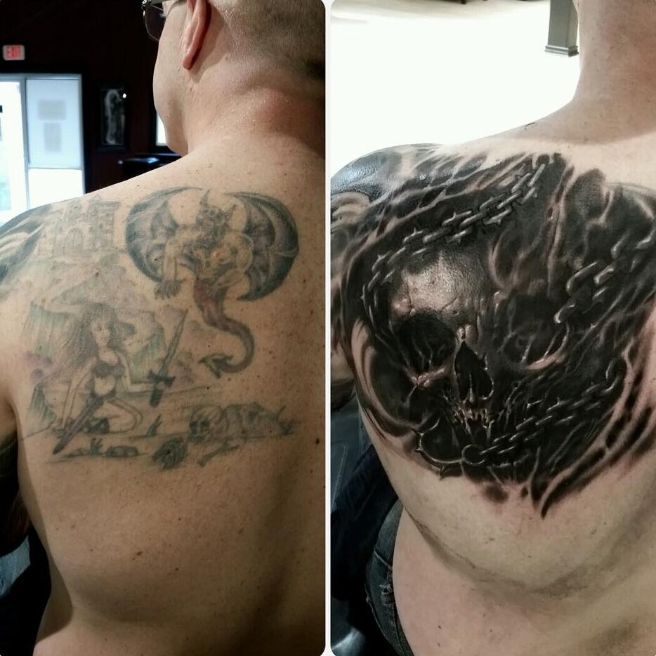 Skull with Chains Cover-Up