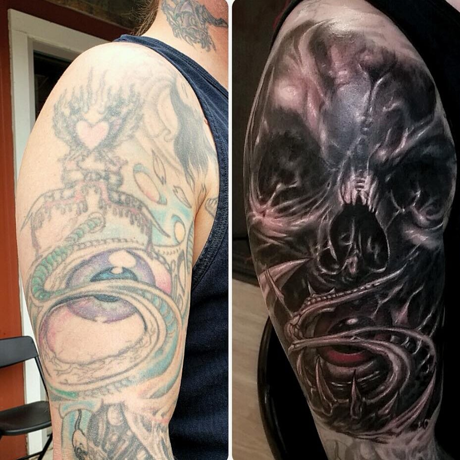 Skull with Eye Cover-Up (Use of Red)