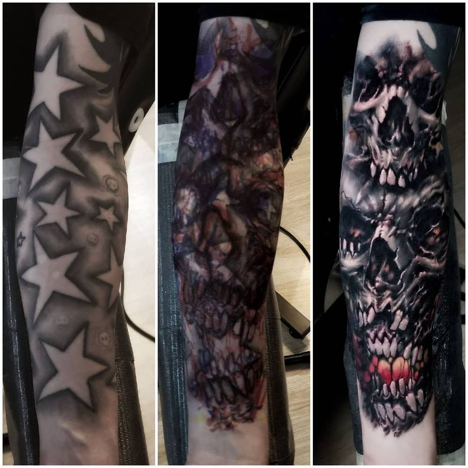 Double Skulls Cover-Up (Use of Red)