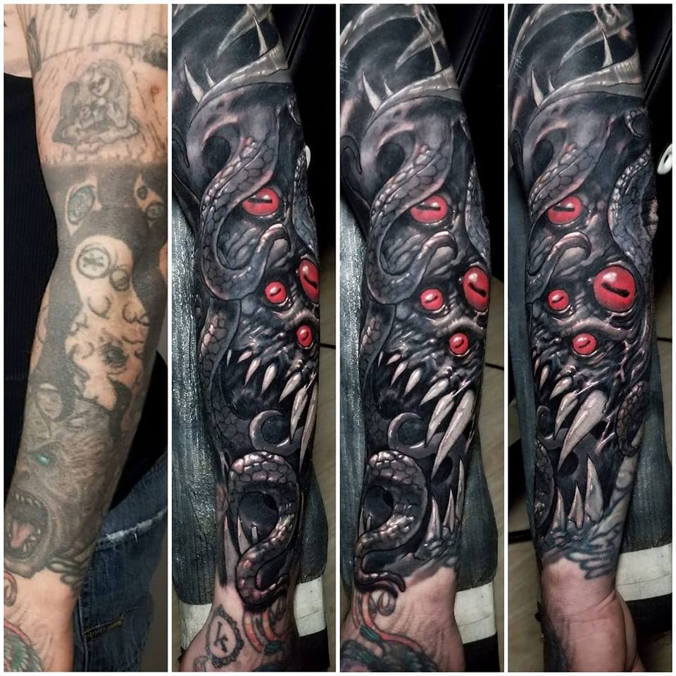 Eyed Monster with Tentacles Cover-Up  (Use of Red)