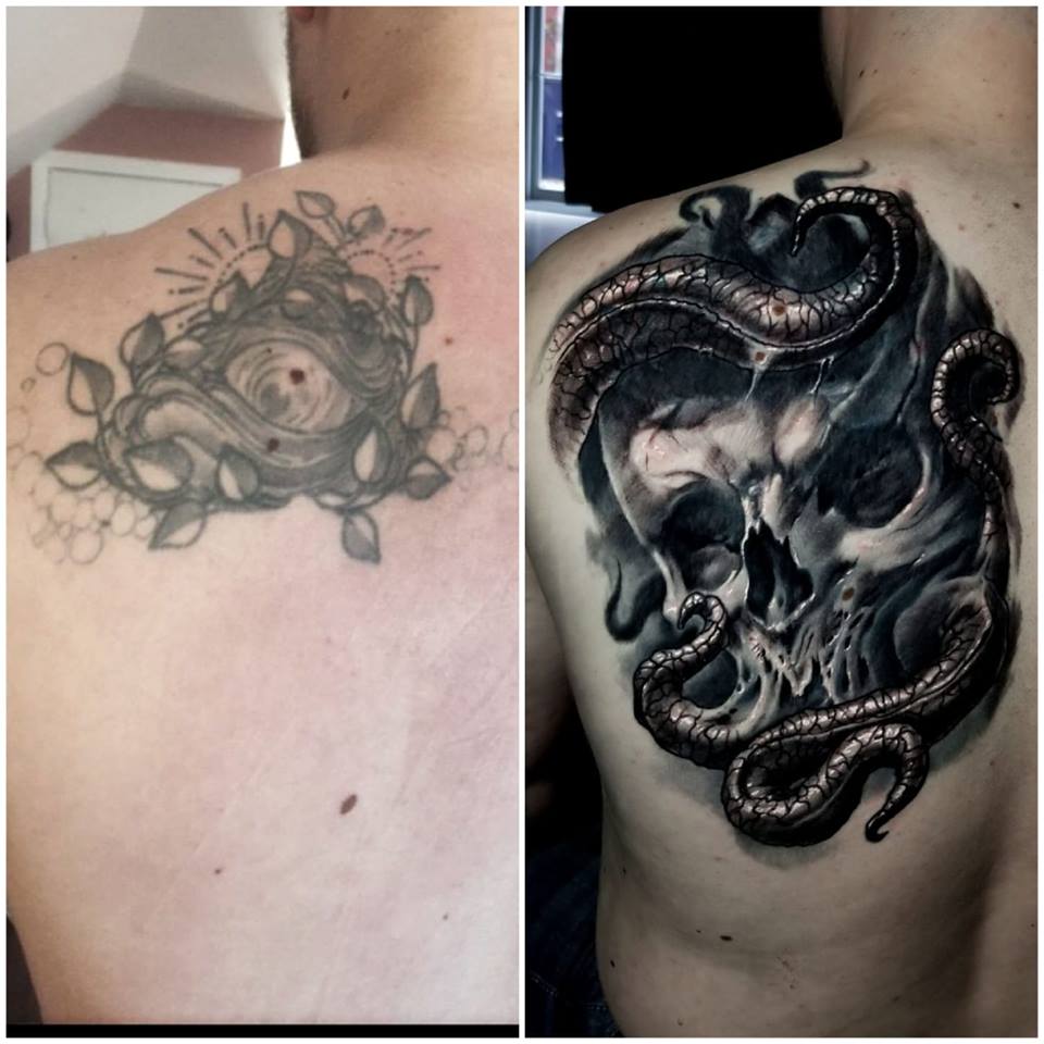Skull with Tentacles Cover-Up