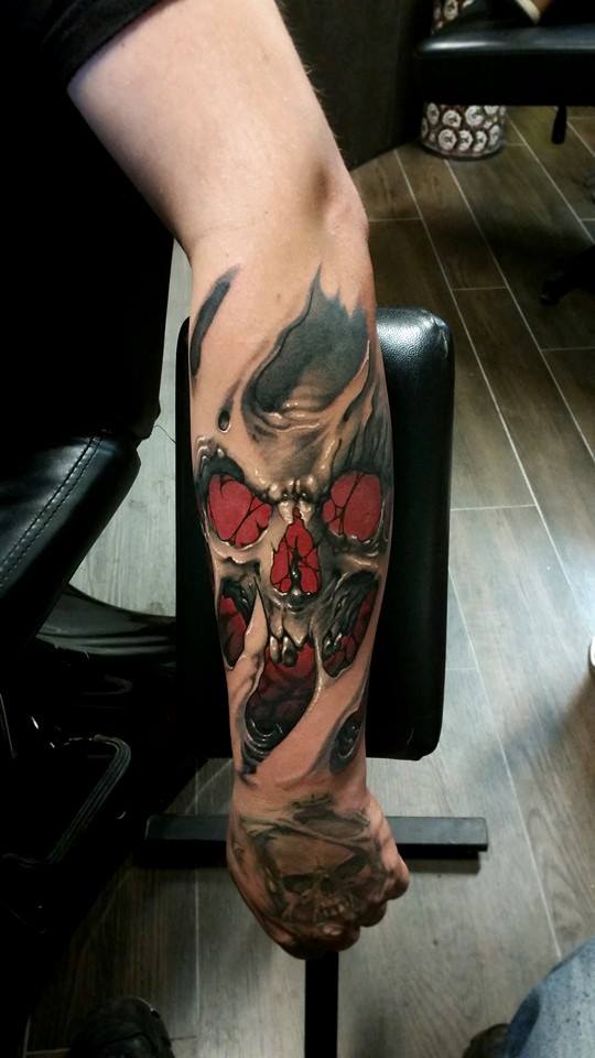 Lower Arm Bio-Organic Skull (Use of Red)